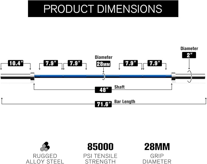 RitFit Barbell Weight Set - 4/6FT Olympic Barbell with Weight Plates (55-275LB Total) - Weightlifting Equipment for Squats, Curls, Deadlifts, Presses, Hip Thrusts