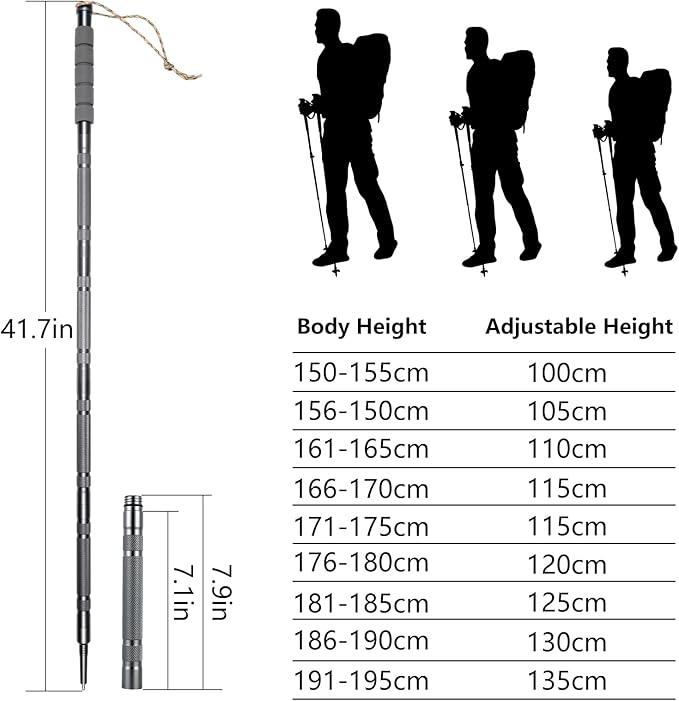 Hiking Pole Detachable Lightweight for Hiking Stick Walking Pole for Man Women