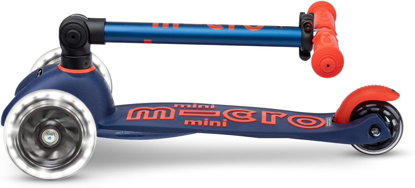 Micro Kickboard - Mini Deluxe Foldable LED Scooter, 3-Wheeled, Lean-to-Steer, Swiss-Designed Micro Scooter with LED Light-Up Wheels, for Kids Ages 2-5