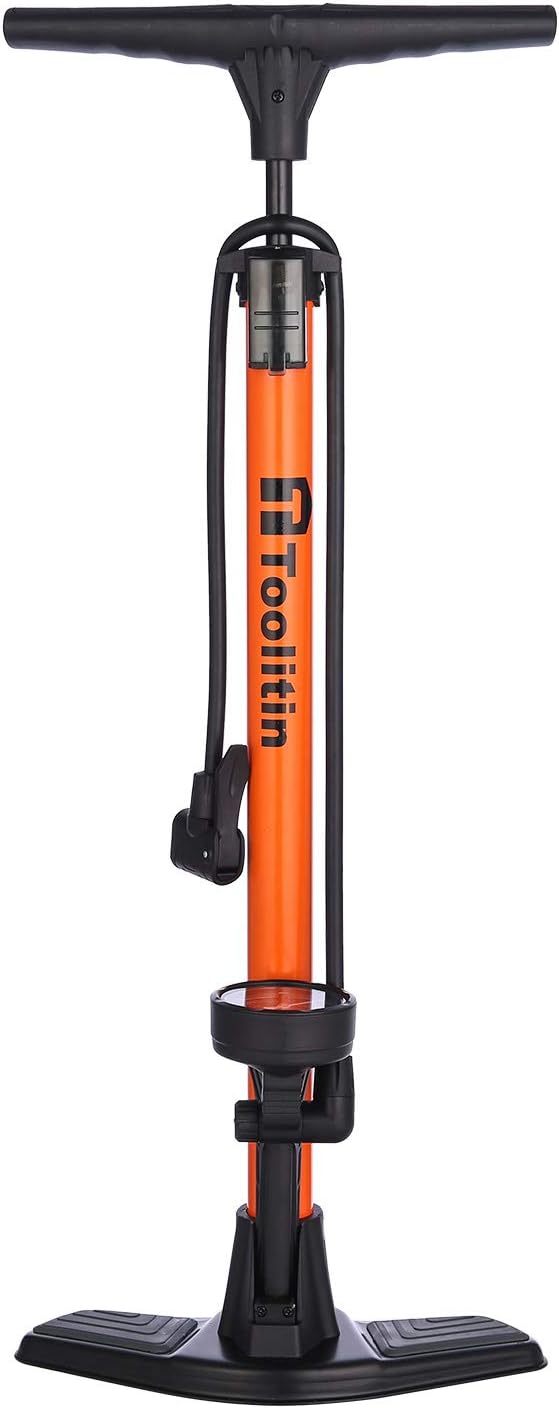 Bike Pump with Gauge,High Pressure,Floor Bicycle Pump Compatible with Presta and Schrader Valve,Bike Tire Pump for Road Bike,MTB,Hybrid,Balls…