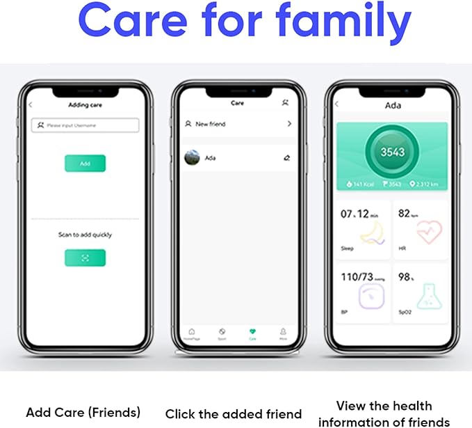 Loluka Smart Ring with Step Tracker Health Tracker with Sleep Monitor Heart Rate Monitor Family Care Fitness Ring Fitness Tracker No Subscription Fee for Android iOS Black 12