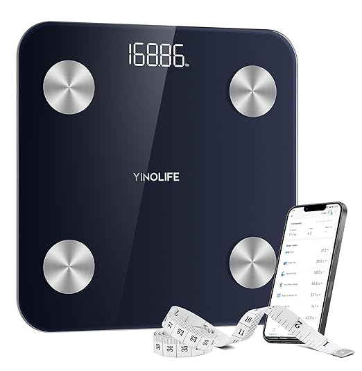 Smart Scale for Body Weight, BMI, Body Fat, Muscle Mass, Highly Accurate Digital Bathroom Scale, 20 Body Composition Analyzer Sync Apps 400lbs,10.2" Compact Scale, Blue
