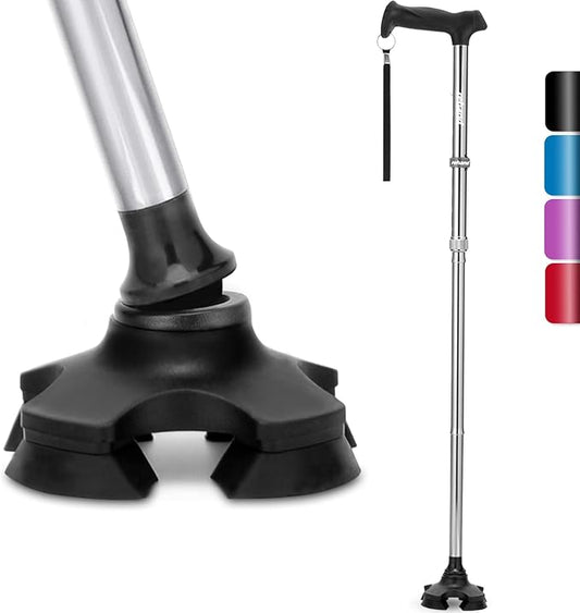 REHAND Walking Cane for Men & Women - Foldable, Adjustable, Lightweight, Self Standing Pivot Walking Cane, Soft Handle Grip, with Travel Bag, Walking Sticks for Seniors & Adults