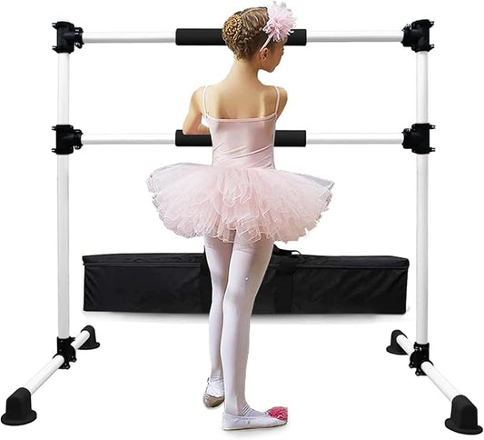 Wesky Double Ballet Barre Portable 4FT Adjustable Freestanding Ballet Barre Fitness Stretching Dancing Bar for Home Studio Adult and Kids