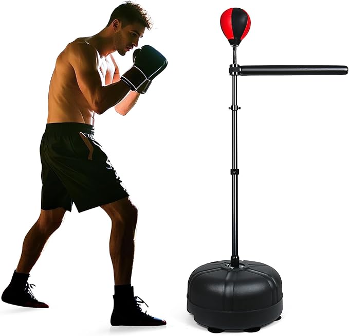 INNOLIFE Boxing Bar, Height Adjustable Boxing Spinning Bar, Boxing Bar with Punching Bag, Boxing Equipment for Teens Adults, Black & Red