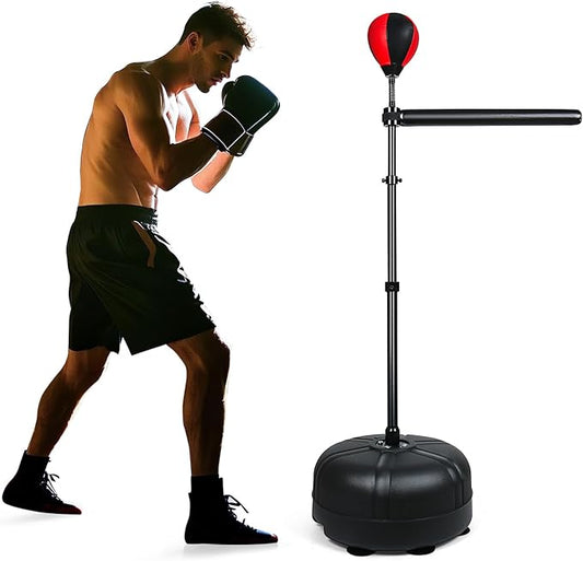 INNOLIFE Boxing Bar, Height Adjustable Boxing Spinning Bar, Boxing Bar with Punching Bag, Boxing Equipment for Teens Adults, Black & Red