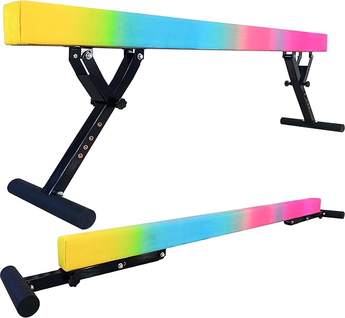 Adjustable Balance Beam Gymnastics Beam 8 FT Adjustable Height Beams for Kids, High and Low Floor Beams,Gymnastics Equipment for Kids Adults Training at Home and Gym Center