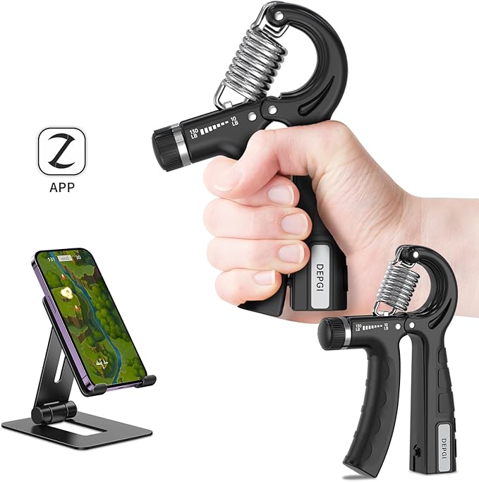DEPGI Smart Grip Strength Trainer with App, Digital Hand Gripper with 10-130LB Resistance for Muscle Building & Injury Recovery（2 Pack)