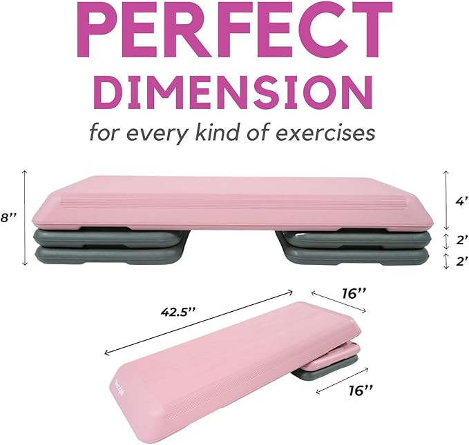 Yes4All Adjustable Workout Aerobic Exercise Step Platform Health Club Size with 4 Adjustable Risers Included and Extra Risers Options