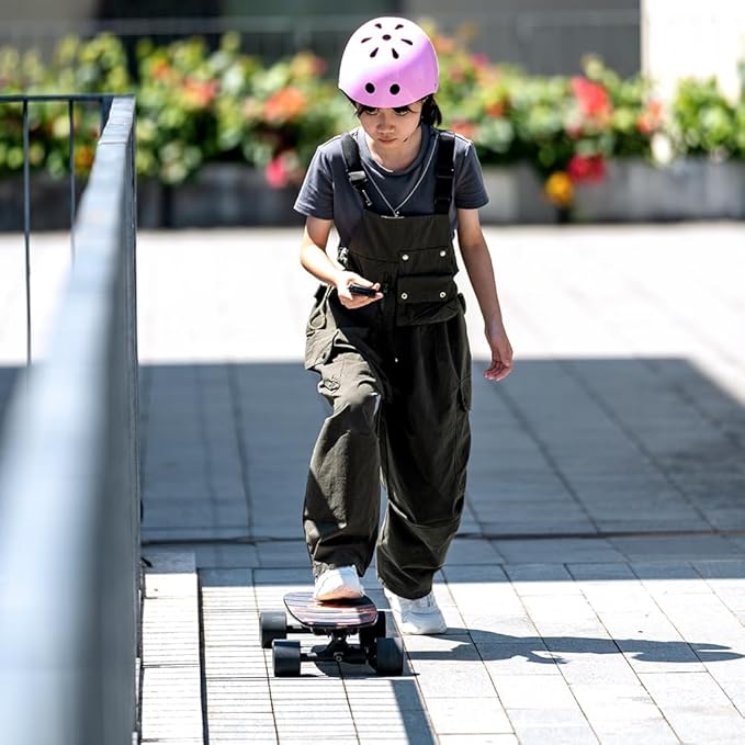 Electric Skateboard with Remote, 200W Motors/2 × 600W Motors, 13Mph/28Mph Top Speed, 4 Speed Smooth Braking, Suitable for Adults and Teens Beginners-Flamo/S3 Mini
