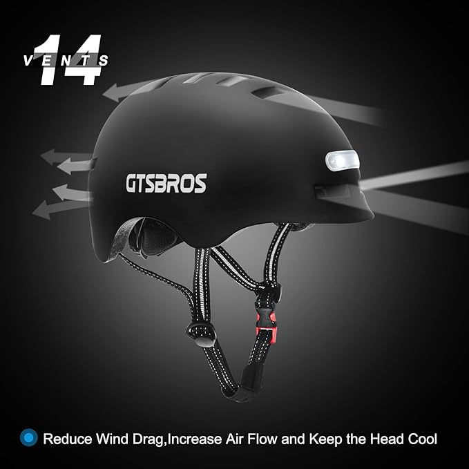 Bike Helmets for Adults - Front and Rear LED Lights Adjustable Bicycle Helmet for Adults Men Women Scooter Helmet for Commuting, Road Biking, Skating, Scooter