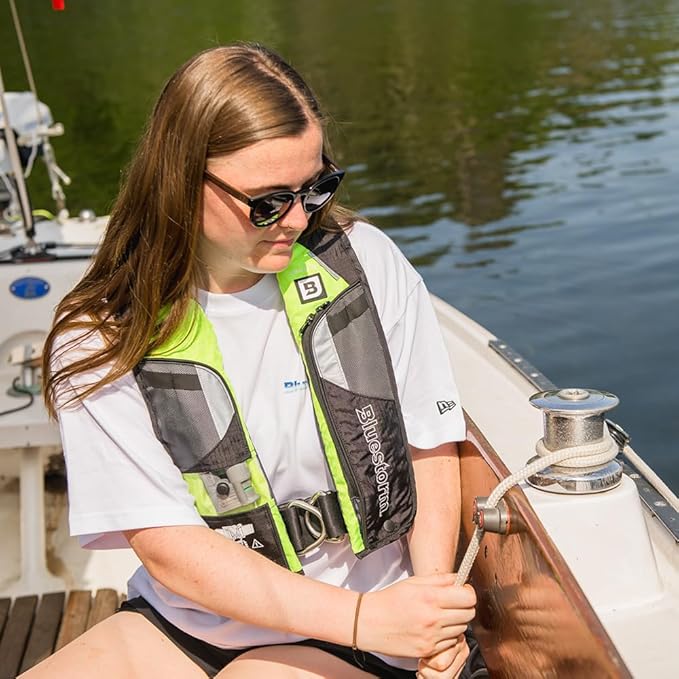 BLUESTORM Stratus 35 Inflatable Life Jacket PFD for Adults | US Coast Guard (USCG) Approved Automatic Self Inflating Life Vest Preserver with Manual Ripcord