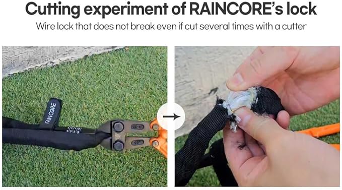 RAINCORE Light Weight Bike Cable Lock for Heavy Duti Anti Theft - 39inch (100cm) - 0.33lb (151g) - Bike Chain Lock with Chain Cutter Proof Fiber - Patented Korea - Security Cable (39 inches)