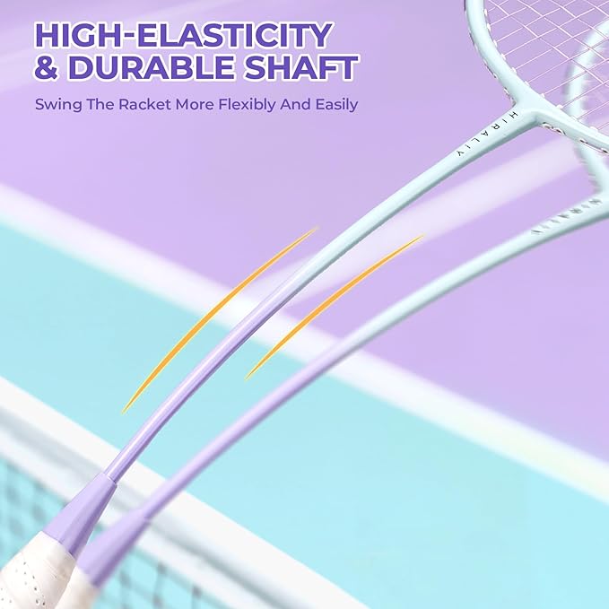 HIRALIY Badminton Rackets Set for Backyards, Lightweight Badminton Set of 2/4, Includ Rackets, Birdies, 1 Carrying Bag, Outdoor Games for Adults Family Kids Beginners