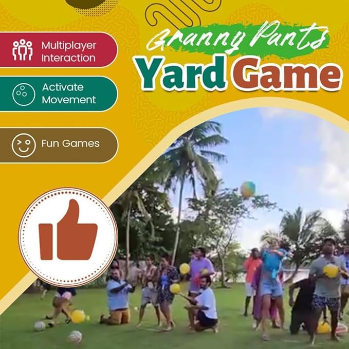 FunFling Granny Pants Yard Game - Oversized Outdoor Toss Game with 16 Throwing Balls for Adults & Kids, Giant Lawn Games for Backyard BBQ, Birthday Parties & Team Building Events