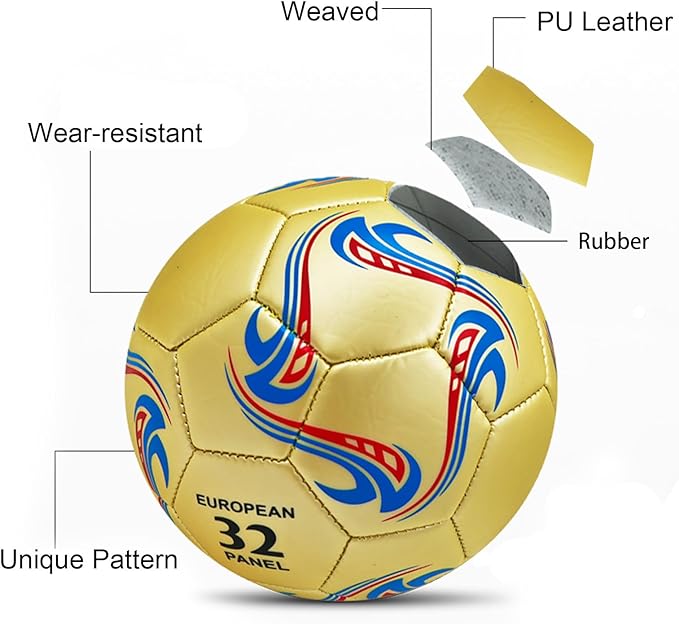 ABAJI Soccer Ball Size 3 4 5 Practice Training Balls Gift Thicker Leather Anti Exploded Indoor Outdoor Come with Pump Needle