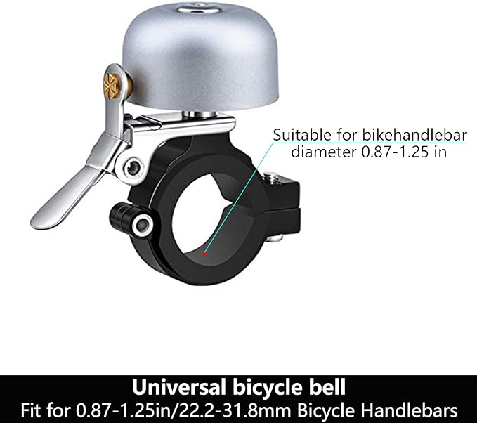 Greallthy Bike Bell Classic Brass Bicycle Bell,Bike Bells for Adults Kids,Loud Sound Bells Fit for 0.87-1.25in/22.2-31.8mm Bicycle Handlebars,Road Mountain Bike Accessories.