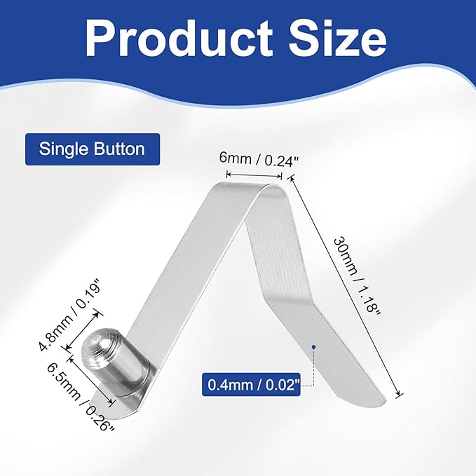 HARFINGTON Single Button Kayak Paddle Snap Spring Clip Spring Steel V Shaped Solid Lift Telescopic Locking Tube Pole Clips for Umbrella Camping