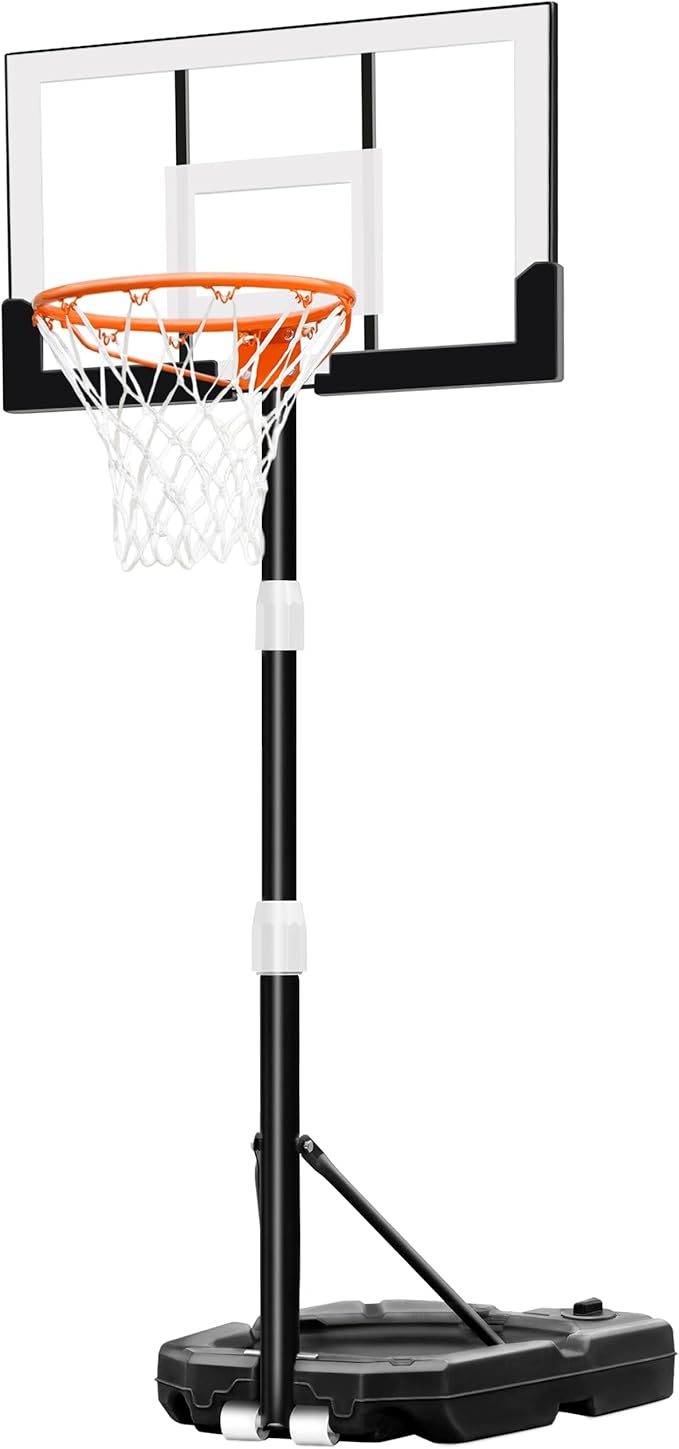 Aimking Basketball Hoop Outdoor 3.3-10FT 5s-Rapid-Adjustable, 40/44 inch Shatterproof Backboard & Enlarged Base, Portable Basketball Hoop & Goal for Kids/Adults/Families in Poolside/Backyard/Indoor
