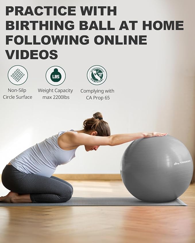 Trideer Yoga Ball – Anti-Burst Exercise Ball for Pregnancy, Office, Birthing, Stretching & Core Workout – Home Gym & Therapy