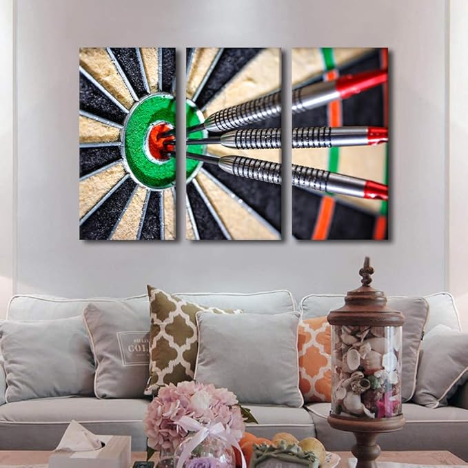 Canvas Wall Art Vintage Wall Art for Living Room Inspirational Bedroom Wall Decor Darts Hit the Bull's Eye Wall Paintings for Office Print On Canvas Modern Artwork Framed Ready to Hang, 28"Wx42"H
