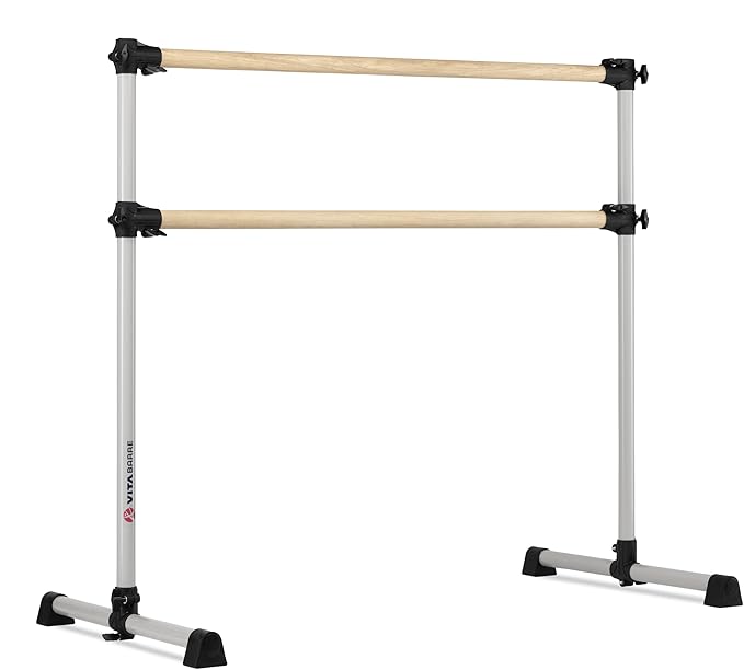 VITA Barre Portable Freestanding Double Ballet Barre, Prodigy, Wood | Adjustable Height, USA Made, Home or Gym Exercise Equipment for Kids & Adults | Dance, Fitness, Pilates