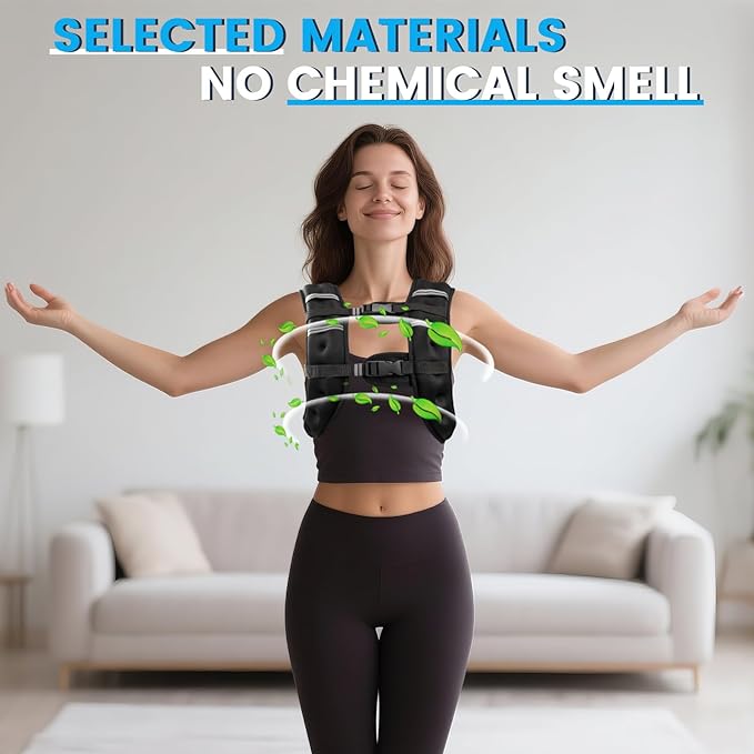 Weighted Vest, 6lb/8lb/12lb/16lb/20lb/30lb for Men, Women with Reflective Stripe, Weight Vests Adjustable for Workout, Strength Training, Running, Fitness, Muscle Building, Weight Loss