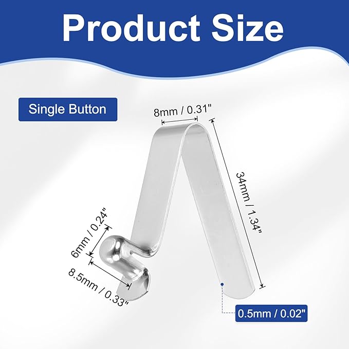 HARFINGTON Single Button Kayak Paddle Snap Spring Clip Spring Steel V-Shaped Hollow Lift Telescopic Locking Tube Pole Clips for Tent Umbrella Camping