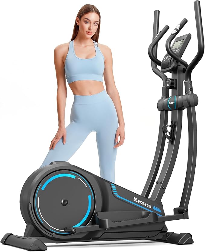 Dripex Elliptical Exercise Machine, Hyper-Quiet Magnetic Elliptical Machine for Home, Elliptical Training Machines with 16 Levels Resistance, 8KG Flywheel, Pulse Sensor, 15.3IN Stride