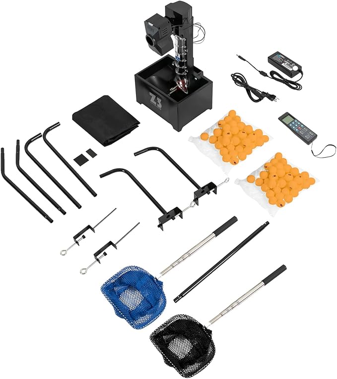 Professional Table Tennis Robot Machine, Ping Pong Ball Machine with Net, Automatic Table Tennis Ball Machine with Catch Net, Multiple Serving Modes, Adjustable Speed, Remote Control, 100 Abs Balls