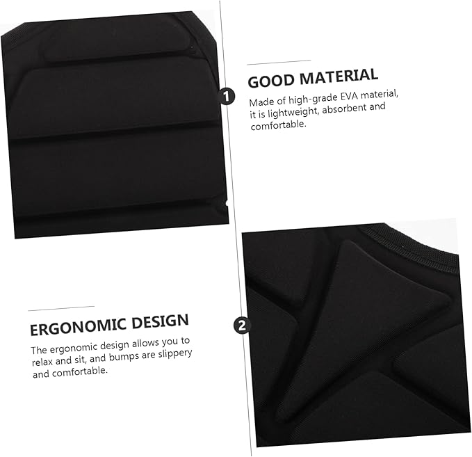 Lightweight Kayak Seat Cushion Pad Comfortable Ergonomic Design for Canoe Fishing Boat Compatible with Kayaks for Long Hours of Paddling Black