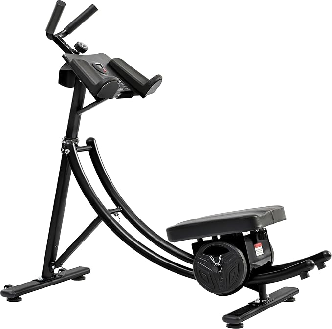 Deluxe Abdominal Crunch Coaster, 2023 Upgraded Ab Machine, Foldable Abdominal Exercise Machine, 6 Pack ABS Workout Equipment for Home gym with LCD Monitor, 2pc Weight Blocks(black)