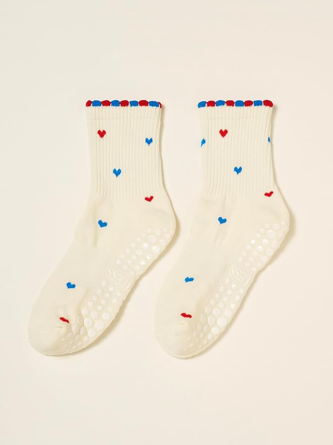 Crew Half Calf Grip Socks, Cutest Fruits Pilates Socks, Ruffle socks, Non-Slip, Barre Yoga Fitness