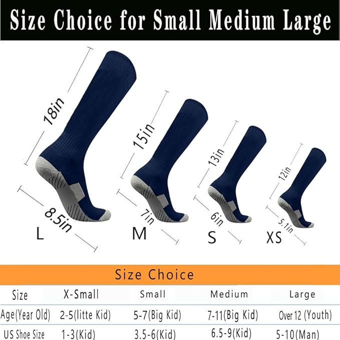 Baseball Socks 3 Pairs for Kid Youth Adult(4-20 Years Old) Team Sport Athletic Soccer Socks Cushion Softball Socks