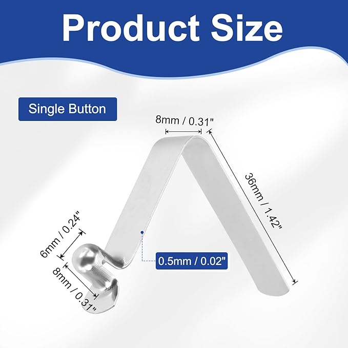 HARFINGTON Single Button Kayak Paddle Snap Spring Clip Spring Steel V-Shaped Hollow Lift Telescopic Locking Tube Pole Clips for Tent Camping