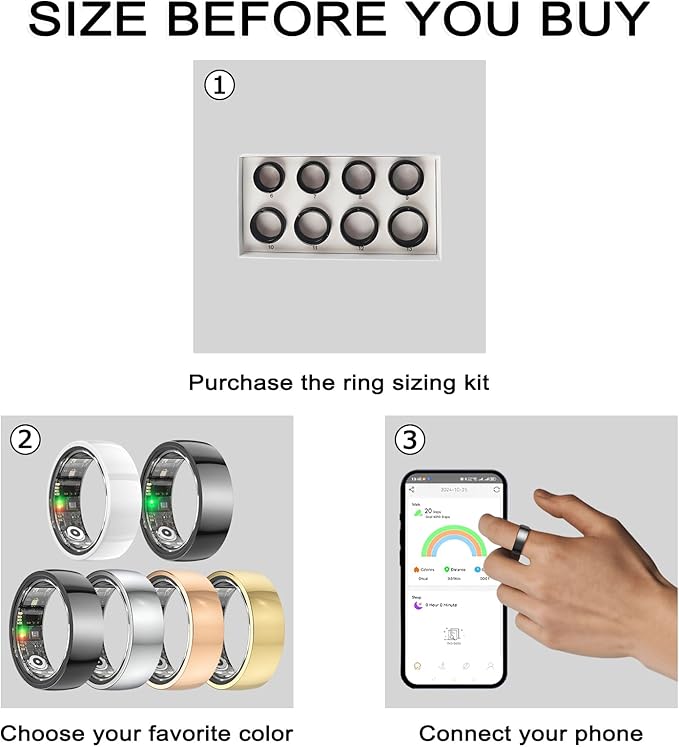 Ring Sizing Kit for Smart Ring - Size Before You Buy - Health Rings, Choose from Size 6 to 13, Perfect Ring Size for Smart Ring, Ring Sizer Measuring Tool