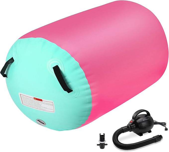 Inflatable Gymnastics Air Roller Set, Tumble Rolling Air Roller Gymnastics Barrel with Electric Pump for Kids Adults Home Outdoor Gymnastic Training Cheerleading Yoga