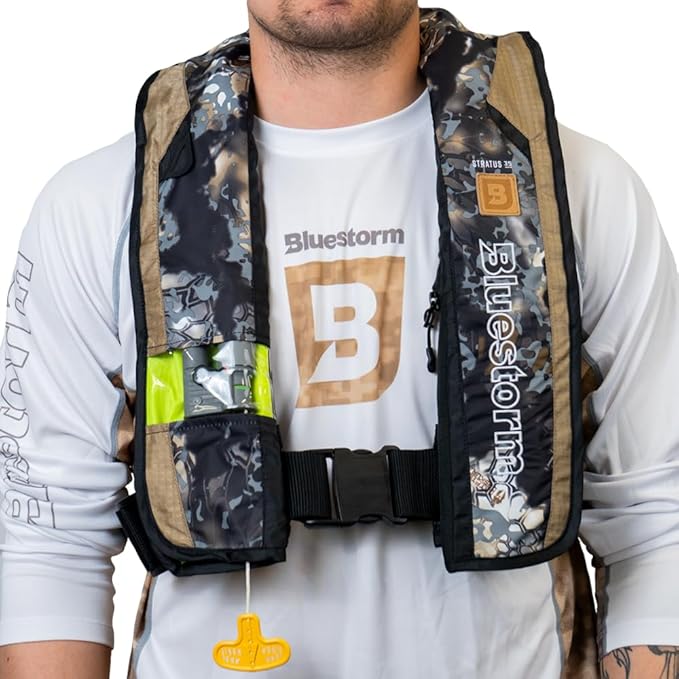 BLUESTORM Stratus 35 Inflatable Life Jacket PFD for Adults | US Coast Guard (USCG) Approved Automatic Self Inflating Life Vest Preserver with Manual Ripcord
