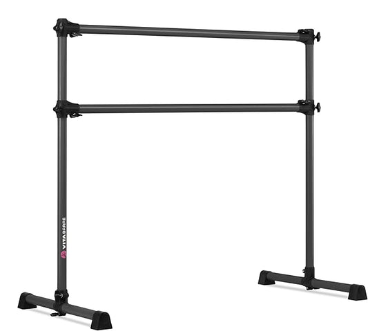 VITA Barre Portable Freestanding Double Ballet Barre, Prodigy, Aluminum | Adjustable Height, USA Made, Home or Gym Exercise Equipment for Kids & Adults | Dance, Fitness, Pilates