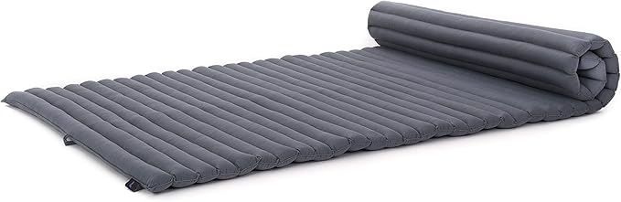 Leewadee - Kapok Roll Mat – Handcrafted Folding Sleep & Relaxation Mattress from Thailand, Ideal as Guest Bed, Camping Mat, Yoga Mat or Traditional Futon, 75 x 39 inches, Anthracite