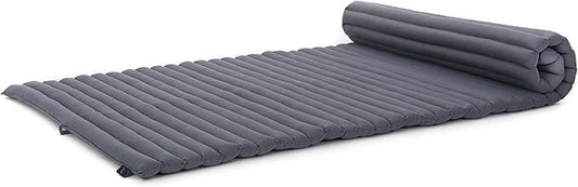Leewadee - Kapok Roll Mat – Handcrafted Folding Sleep & Relaxation Mattress from Thailand, Ideal as Guest Bed, Camping Mat, Yoga Mat or Traditional Futon, 75 x 39 inches, Anthracite