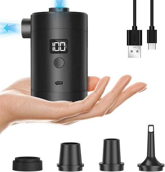 Portable Electric air Pump,Type-c Charging,Inflate Deflate for Pool Floats, Air Bed, Air Mattress Swimming Ring, Vacuum Storage Bags