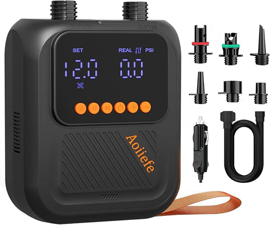 Electric Paddle Board Pump, 20PSI SUP pump for Paddleboard,Dual Stage Inflation&Deflation, Auto-Off and 12V DC connector for Stand-Up Paddle Boards, Kayaks, Boats & Inflatables