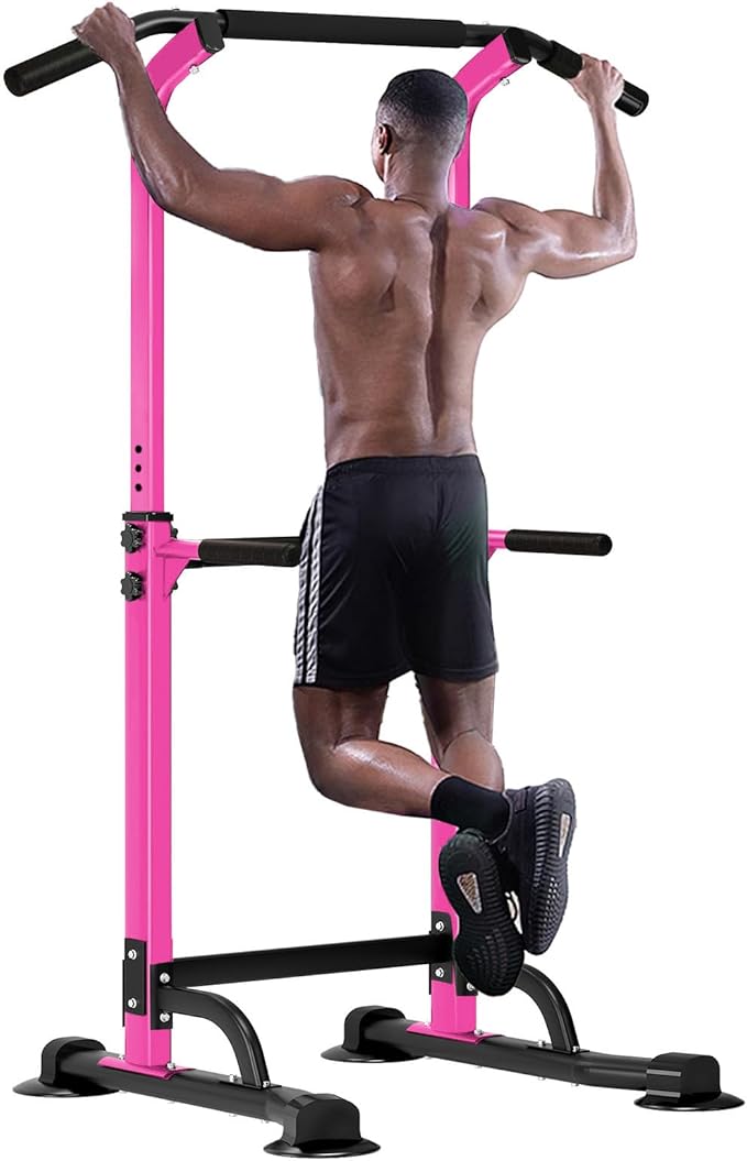 SogesHome Power Tower Pull Up Bar and Dip Station Adjustable Height Dip Stand Multi-Functional Strength Training Fitness Workout Station