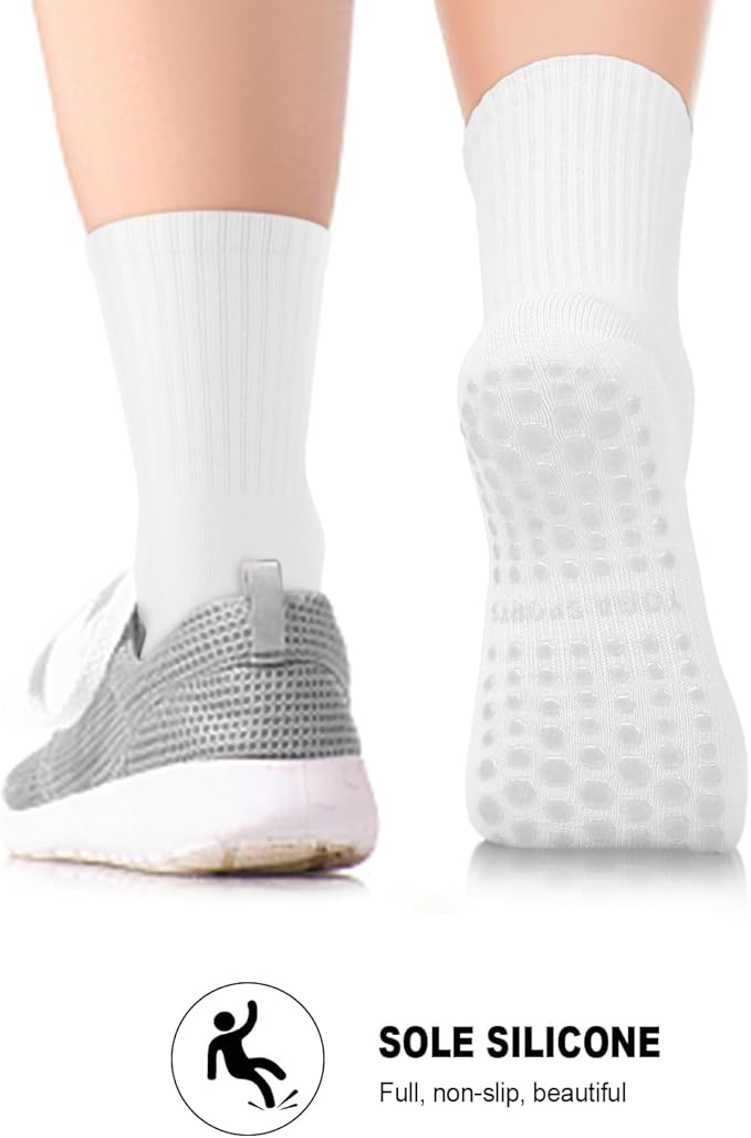 6 Pairs Grip Pilates Socks for Women, Non-slip Yoga Athletic Socks for Barre Ballet Barefoot Workout Hospital