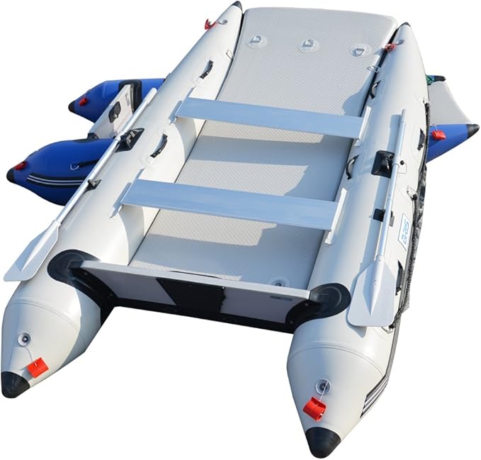 BRIS 11 ft Inflatable Catamaran Inflatable Boat Inflatable Dinghy Mini Cat Boat Gray