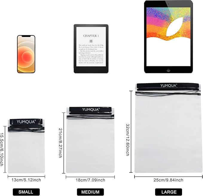 Clear Waterproof Bags, Water Tight Cases Pouch Dry Bags for Camera Mobile Phone Maps Pouch Kayak Military Boating Document Holder