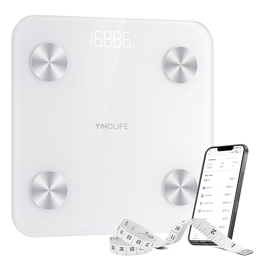 Scale for Body Weight, Digital Smart Bathroom Weight Scale BMI Weighing Bluetooth Body Fat Scale, 20 Body Composition Analyzer with App, 10.2", 400 lbs, White
