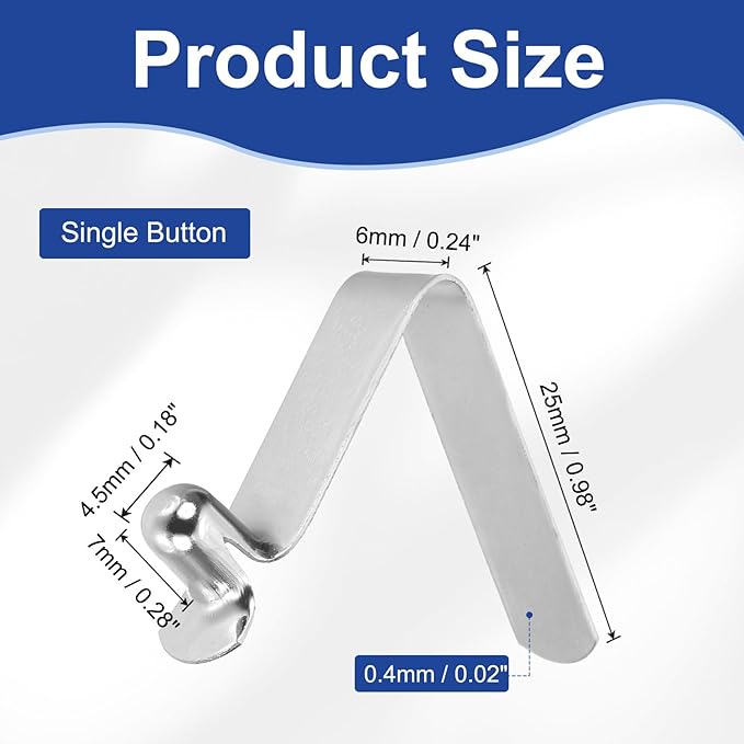 HARFINGTON Single Button Kayak Paddle Snap Spring Clip Spring Steel V-Shaped Hollow Lift Telescopic Locking Tube Pole Clips for Tent Camping