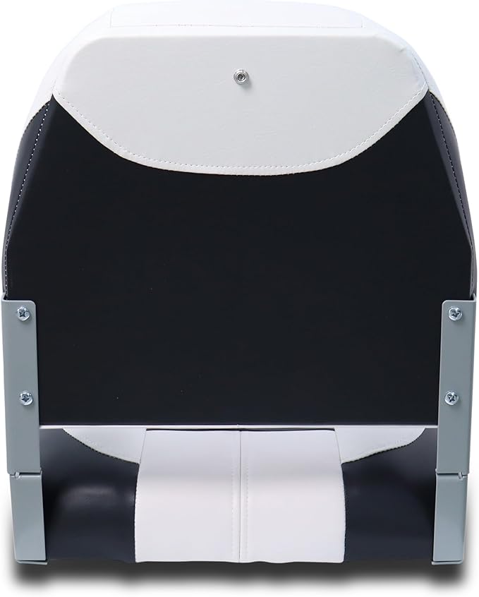 Deluxe A Pair of Marine Low Back Folding Fishing Boat Seat, Stainless Steel Screws Included, White/Black